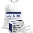 Plasticplace 8 Gallon Trash Bags -White Drawstring Garbage Can Liners - 200 Count - Leak-Resistant and Tear-Proof for Kitchen, Bathroom, Office, and Small Trash Cans 0.7 Mil