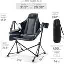 EVER ADVANCED Padded Oversized Hammock Camping Chair, Compact Heavy Duty Swing Chair with Multi-Storage Pockets, Portable Folding Rocking Camping Chair, Support Up to 400lbs, Black