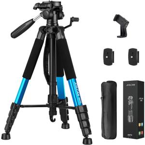 JOILCAN Tripod Camera Tripods, 74" Tripod for Camera Cell Phone Video Recording, Heavy Duty Tall Camera Tripod Stand, Professional Travel DSLR Tripods Compatible with Canon iPhone, Max Load 15 LB (74", Blue)