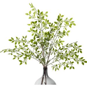 6pcs 36 Inch Artificial Plants Fake Greenery Branches for Vase, Faux Green Nandina Long Stems for Tall Vase, Fake Plants Spring Stems for Wedding Garden Office Home Dcor