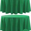 Fokitut 2 Pack Waterproof Round Tablecloth, 120 Inch, Stain Resistant and Wrinkle Polyester Table Cloth, Fabric Table Cover for Kitchen Dining, Wedding, Party, Holiday Dinner-Emerald