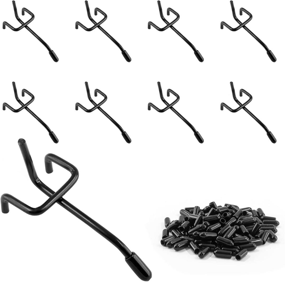 100pcs 2 Inch Pegboard Hooks, Stainless Steel Peg Board Shelving Hook, Garage Pegboard Tool Organizer for 1/4", 3/16", 1/8" Pegboard, Peg Board Hooks for Hanging, Display, Storage (Black)