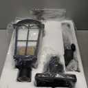 Solar Outdoor Post Light with Remote, Dusk to Dawn Solar Panels Waterproof Exterior Pole Lamp with Pier Mount Base Water Ripple Glass Auto On/Off Pathway Lighting for Garden Walkway Street