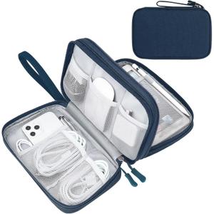 FYY Electronic Organizer, Large Travel Cable Organizer Bag Pouch Electronic Accessories Carry Case Portable Waterproof Double Layers All-in-One Storage Bag for Cable, Cord, Charger, Phone, Navy