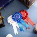 MTLEE Award Ribbon Rosette Set Satin Participation Ribbon Honorable Awards Badge Blue Red and White Prizes 1st 2nd 3rd Place Medals for Classroom Prize Science Fair Talent Show(12 Pcs)