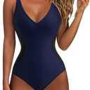 SUUKSESS Women One Piece Swimsuit Slimming Tummy Control Deep V Neck Bathing Suit Size Medium