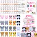 63 Pcs Adopt a Cat Party Favors Include 20 Foldable Kitten Boxes 20 Mini Stuffed Cats 20 Card 1 Sign 2 Fence for Adopt a Kitty Party Favors Cat Supplies Gifts