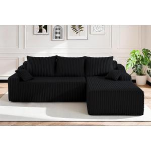 HABUTWAY 94'' Cloud Sectional Couch, Boneless Sofa with Deep Seat, Modular Comfy L-Shape Couch with Chaise for Living Room Bedroom, No Assembly Required(Black,Right Facing Chaise)
