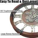 27" Original Moving Gears Wall Clock, Large Industrial Wall Clock for Living Room Decor, Retro Metal Solid Wood Vintage Farmhouse Steampunk Rustic Clocks for Wall Decor,Black Walnut, 68cm / 27inch