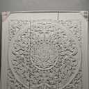 White Mandala Wood Carving Panel, Wall Art Hanging Teak Wood Wall Art Decor Asian Art Thai Wood Lotus wooden Carve Home Decor, 3 Pcs