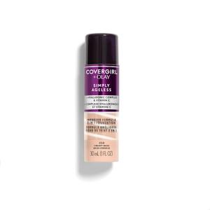 COVERGIRL & Olay Simply Ageless 3-in-1 Liquid Foundation, Matte Finish, Hyaluronic & Vitamin C Formula, 250 Creamy Beige, 1 Count
