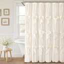 XOGUIBO Farmhouse Bows Shower Curtain Cute Vintage Ruffle Shower Curtains for Bathroom,Cream,72" W x 84" L