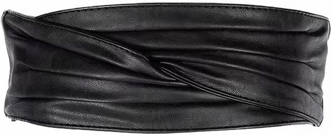 Women Retro Wide Corset Belt Obi Belt Waist Cinch Belts Fit Waist 26"-31" (01 Black)