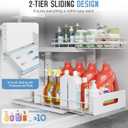 Under Sink Organizer Upgrade To Professional Rails,2-Tier Dual Pull Out Cabinet Storage,Height Adjustable Slide Out Drawers For Bathroom Kitchen,2 Pack-14.5"Dx12.8"-16.9"H,White