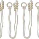 Bitray 4Pcs Wood Bead Curtain Ties Farmhouse Curtain Hold Backs Boho Curtain Tiebacks Curtain Decorative for Home, Office and Hotel