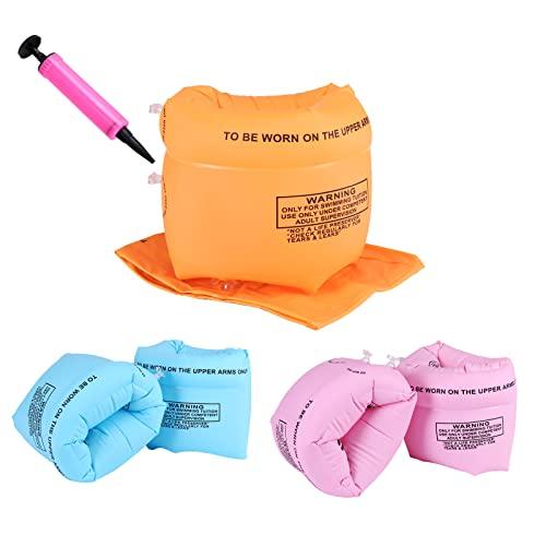 6pcs 3 Colour Arm Floaties Inflatable Swimming Sleeves Rings for Pool Wing Arm Band Swimmies for Kids Toddlers and Adults
