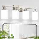 MOKATNG 4-Light Vanity Light with Milky White Shades, Brushed Nickel Bathroom Lighting Fixtures Over Mirror, Modern Bathroom Wall Lamp for Mirror Living Room Cabinet Bedroom