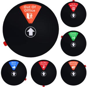 Rotating Office Door Sign with State Diagram - 6" Magnetic & Adhesive Privacy Sign with 6 Status Modes (In A Meeting/Working Remotely/Back Soon/Do Not Disturb/Out Of Office/Please Knock) (Black, 6 inches)