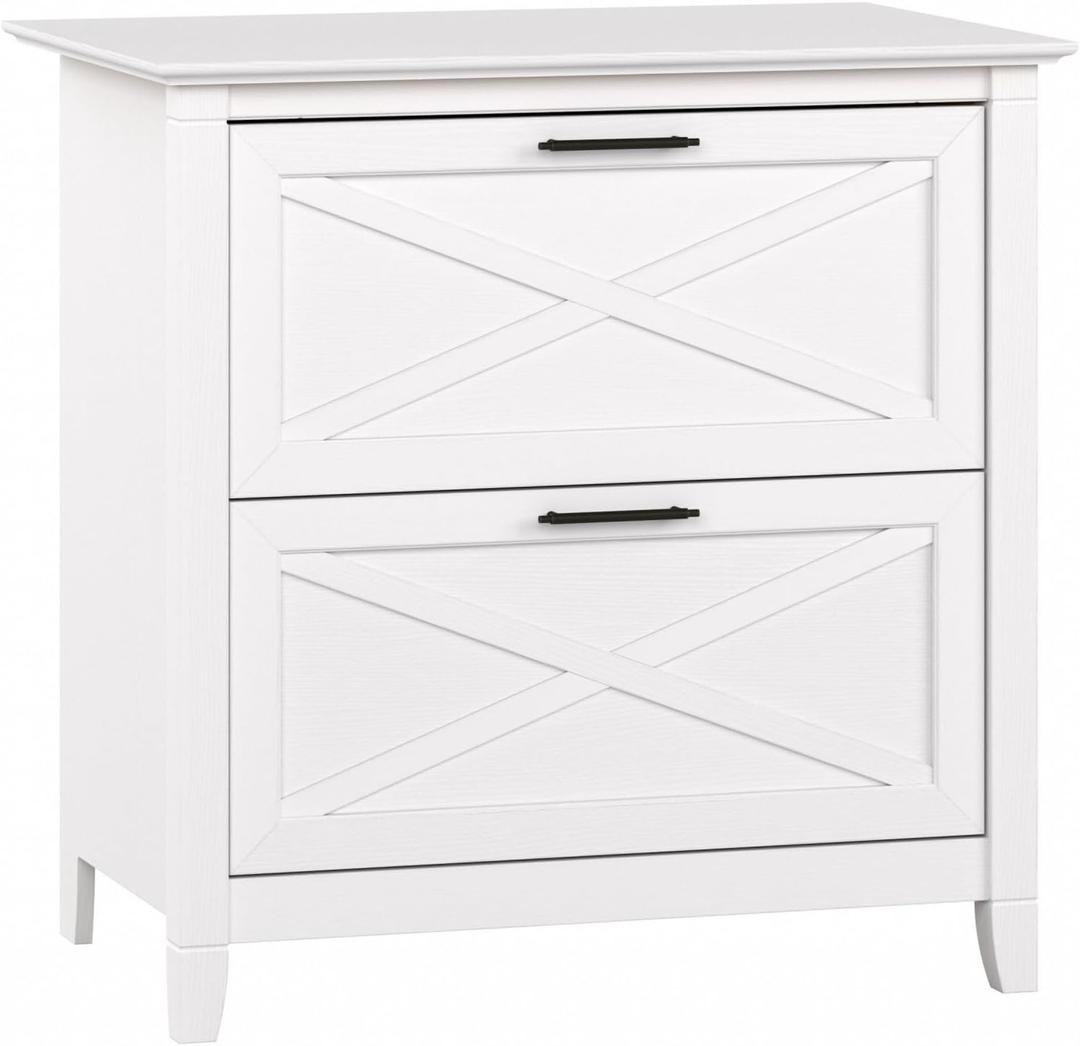 Bush Furniture Key West Lateral File Cabinet, Modern Farmhouse 2 Drawer File Cabinet for Home Office (Pure White Oak)