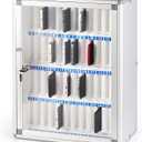 48 Slots Aluminum Alloy Pocket Chart Storage Cabinet for Cell Phones,Wall-Mounted with a Locked,Can be Carried by Hand (48 Slots)