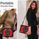 Scnioy Case for iPad 10th Generation 10.9 Inch (2022), iPad (A16) 11th Generation 11 Inch (2025), Rugged i Pad Case 10th Gen with 360°Rotating Stand Screen Protector Pen Holder Shoulder Strap, Red