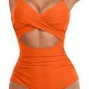 Eomenie Women's One Piece Swimsuits Tummy Control Cutout High Waisted Bathing Suit Wrap Tie Back 1 Piece Swimsuit, 1XL
