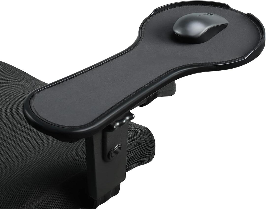 Ergonomic Adjustable Arm Rest Mouse pad for Chair, Mouse Extension Platform Tray with Mouse Baffle to Prevent Falling, Attaches to Chair, Black (BlackYYLL8326)