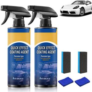 2PCS Advanced Car Quick-Acting Coating Agent Spray, Car Coating Spray, New Quick Effective Coating Sprays, Car Scratch Wax Polish Spray Waterless Wash, Oil Film Emulsion Glass Cleaner