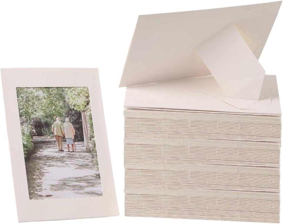 200 Pack Standing Paper Picture Frames 4x6,Cardboard Photo Frame with Easel,Paper Photo Frame Cards,Gallery Frames Bulk For Mother's Day Father's Day Graduation Birthday Wedding Classroom Craft DIY, White