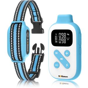 2-in-1 Bark and Shock Collar for Dogs, Smart Anti Barking Dog Training Collar with 5 Adjustable Sensitivity, Automatic Bark Collar with Remote, Vibration, Beep, Shock and Automatic (Blue)