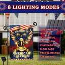 Lighted 250th Anniversary USA Garden Flag for Outside, Solar Led Double-sided Patriotic Banner with 1776-2026 250 Years of American Freedom Design for Independence Day, July 4th Decor (LED USA Eagle, 12 x 18 Inch)