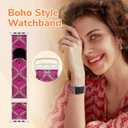 Compatible with Apple Watch Band for Women, Boho Fancy Nylon Band for Iphone Watch, Floar Hook Loop Bands for Women for iWatch, 42/43/44/45/46mm, Bohemia Pink Wind Chime 