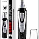 Ear and Nose Hair Trimmer Clipper - 2026 Professional Painless Eyebrow & Facial Hair Trimmer for Men Women,Battery-Operated Trimmer with IPX7 Waterproof,Dual Edge Blades for Easy Cleansing Black