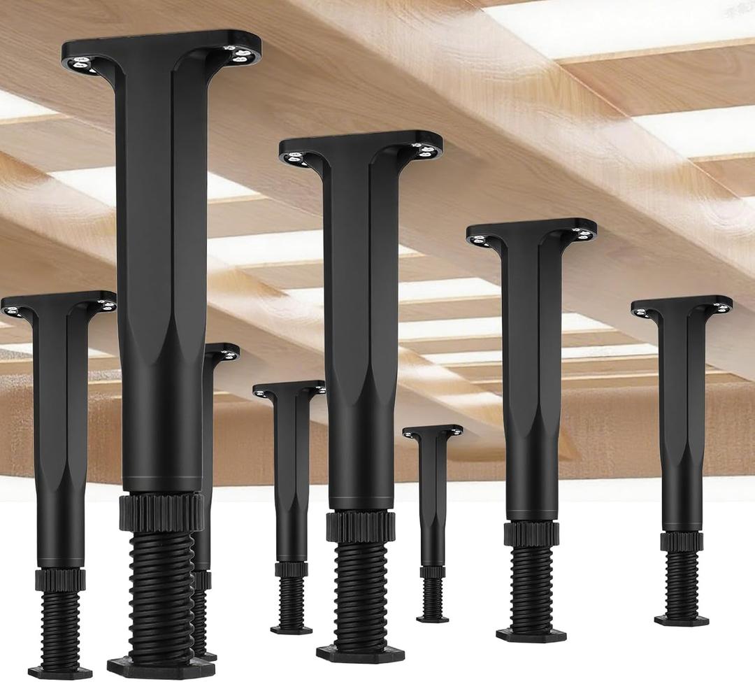 8 PCS Adjustable Height Bed Support Legs 8.27-14.96 Inch Heavy Duty Furniture Replacement Legs with Screws for Bed Frame Slats Sofa Table Cabinet Dresser Chair