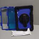 SEYMAC stock Case for Samsung Galaxy Tab A8 10.5'', Full-Body Drop Protection Case with Screen Protector Pencil Holder [360 Rotating Hand Strap] &Stand, Blue+Black