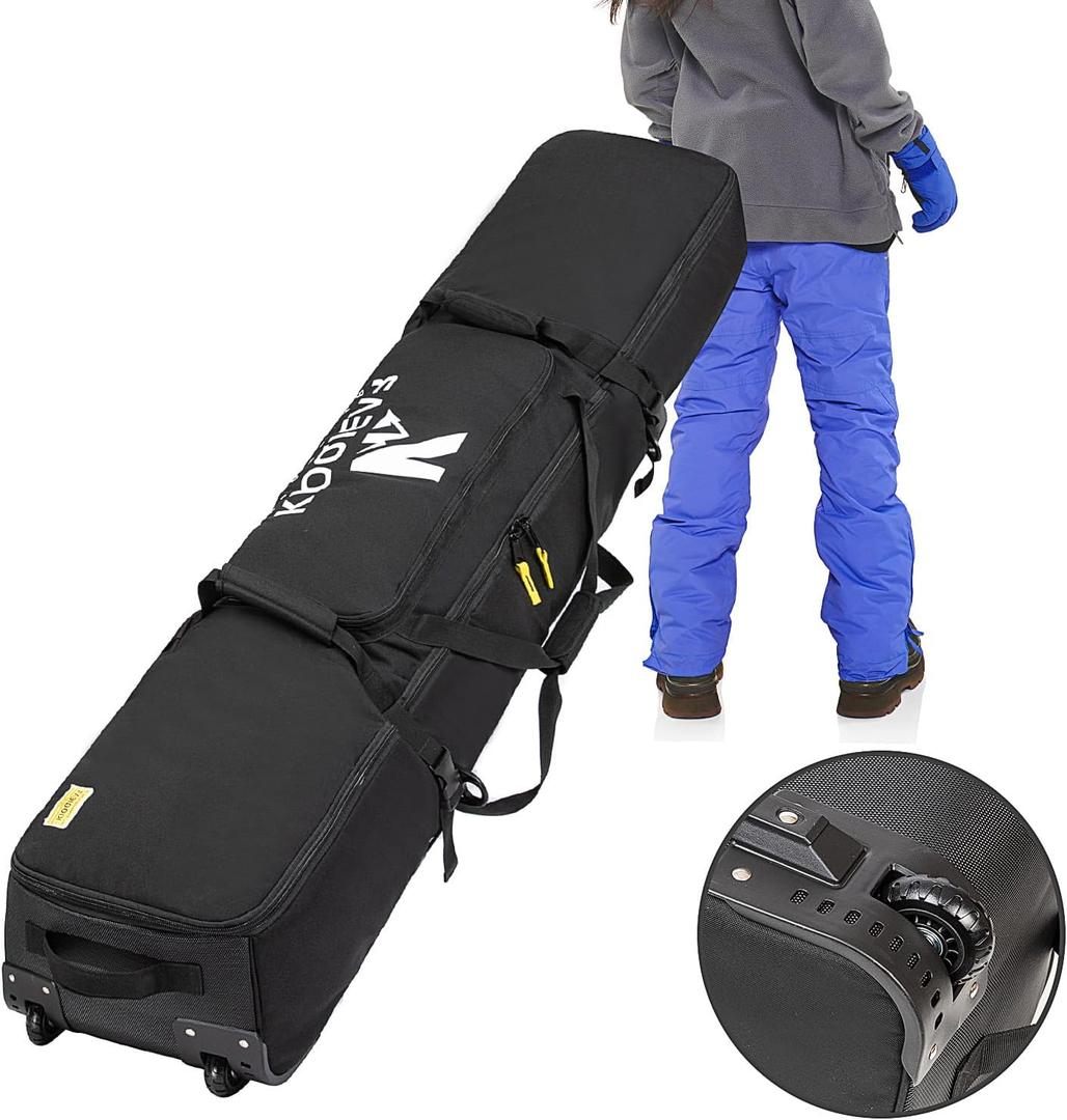 Rolling Ski Bag with Wheels for Air Travel,Padded Double Ski Bag to Hold 2 Pairs of Skis up to 175 or 190 cm.