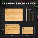 Bamboo Cutting Board Set of 3 for Kitchen, Chopping Boards with Juice Groove & Built-in Handles, Perfect for Meat, Vegetables, Fruits, Kitchen Gift for Home Cooks & Chef, Light Yellow