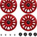 Golf Cart Hub Caps 8 Inch for EZGO/Club Car/Yamaha (Excludes EZGO RXV) Golf Cart Wheels and Tires, Snap-On Installation Wheel Covers Accessories, Premium ABS Plastic, Set of 4, Red