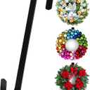 15” Wreath Hanger Over the Door Hooks, Non Scratch Wreath Door Hanger Hooks for Hanging Welcome Sign, Metal Wreath Hangers for Front Door Décor, Thin Door Hanger for Easter Halloween Home Decoration