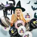 2 x HOUSE OF PARTY Halloween Balloons for Hocus Pocus Halloween Decorations - Black Cat Foil Balloons 30 Inch and 50PCS Witch Cat Latex Balloons for Party Decorations Office Birthdays School Classroom