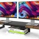 WESTREE Dual Monitor Stand Riser, Wood and Steel Monitor Stand Riser, Computer Monitor Stand for 2 Monitors, Multi-Purpose Desktop Storage Stand for Computer,Laptop,Printer,TV