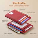 Buffway Slim Minimalist Front Pocket RFID Blocking Leather Wallets for Men and Women - Cross Red