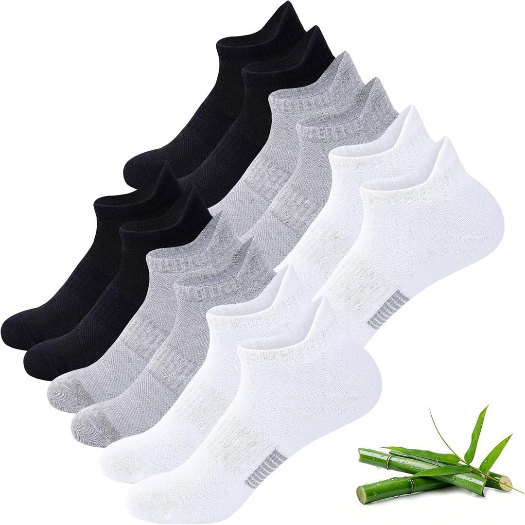 Niorasen Ankle Socks for Women, 6 Pairs Breathable Bamboo Viscose Low Cut Thin Socks,Moisture Wicking Casual Sports Running L