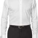 Calvin Klein Men's Regular Fit Herringbone French Cuff Non Iron Dress Shirt (16" Neck 32"-33" Sleeve, White)
