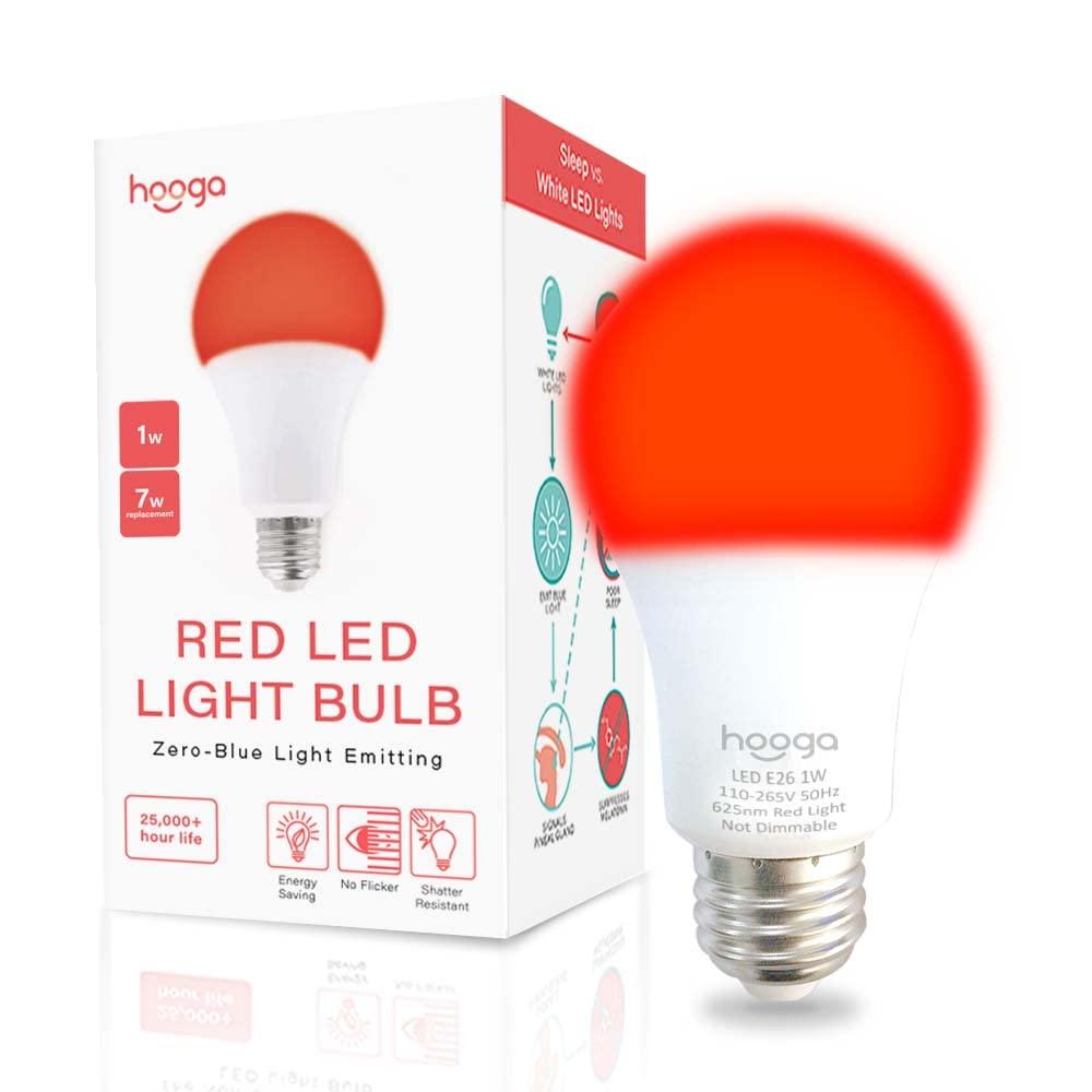 Hooga Sleep Bulb, Blue Light Blocking Red Night Light, 625nm for Healthy Sleep, Baby Nursery, 7W LED (45W Replacement) 2-Pack