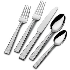 Mikasa Kyler Flatware Set for 12, 65 Piece 18/10 Stainless Steel Silverware with Modern Design and Serving Utensils, Durable, Stylish Dinnerware Service