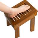 Utoplike Teak Wood Shower Foot Stool for Shaving Legs, Sturdy Shower Foot Rest for Shower Shaving, Wooden Shower Foot Step for Bathroom