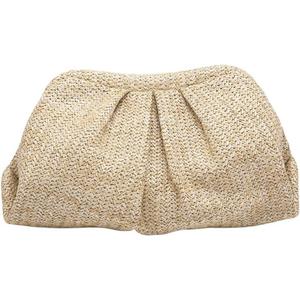 Verdusa Women's Straw Woven Clutch Handbags Ruched Cloud Purse (Apricot)