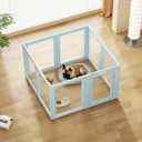 Clear Acrylic Dog Playpen with Door - 30 Inch Tall Puppy Playpen - Easy Assemble Pet Fence - 8 Panel Indoor Dog Play Pen for Puppies/Small, Medium (30 Inch High, 8 Panel)