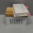 Dahey Wooden Recipe Box White Recipe Organizer with 100 Recipe Cards and 6 Dividers, Recipe Card Holder Box Set with Brown Lid and Slots for Bridal Showers Weddings Cooking Lover Kitchen